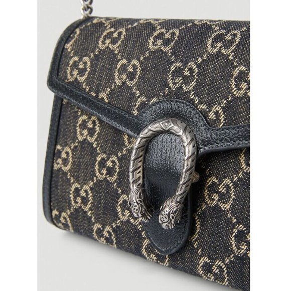 Gucci Dionysus GG Mini Shoulder Bag Cotton Black Denim Handbag Purse Italy NEW - Picture 5 of 12